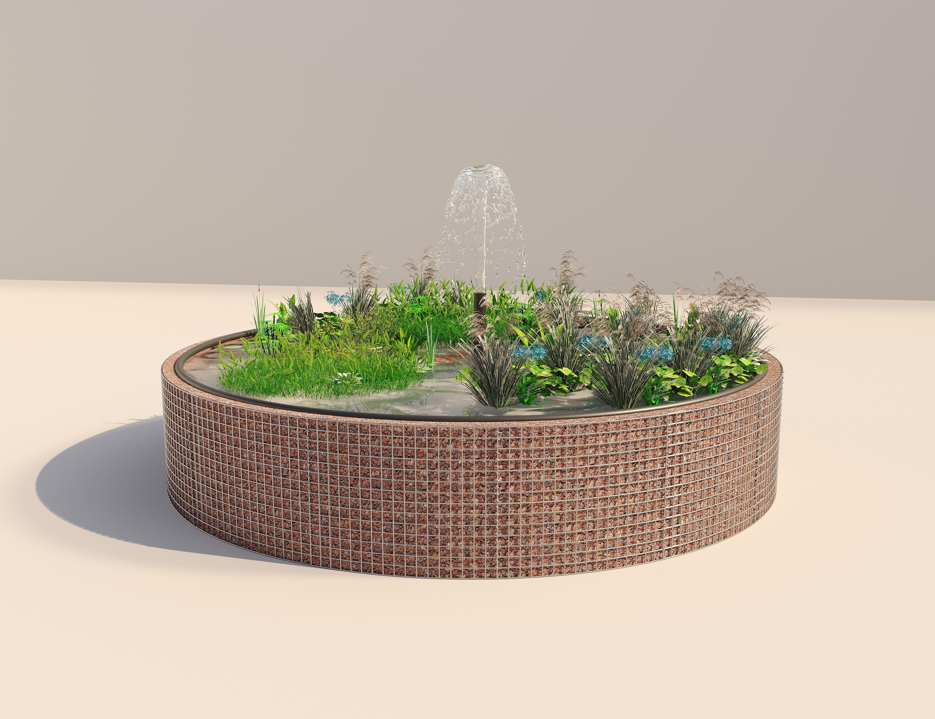 Gabion-dam, rund, ydre diameter 412 cm, højde 80 cm, maskestørrelse 5 x 5 cm, vægtykkelse 15 cm