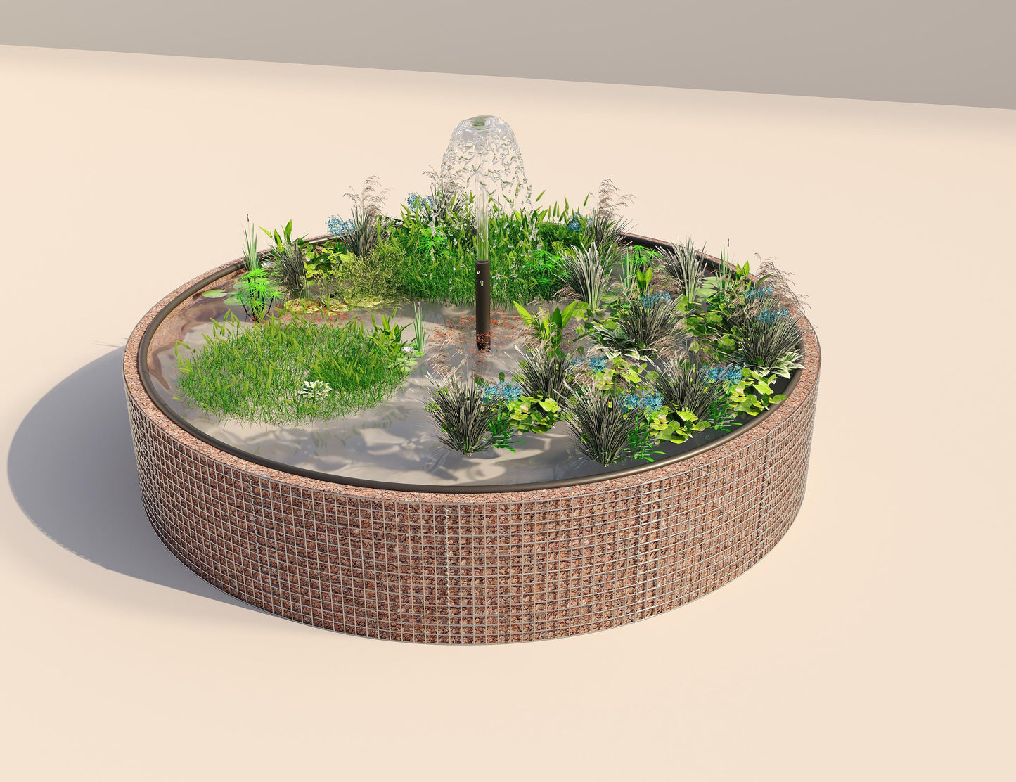 Gabion bassin surélevé rond, diamètre extérieur 412 cm, hauteur 80 cm, mailles 5 x 5 cm, épaisseur de paroi 15 cm