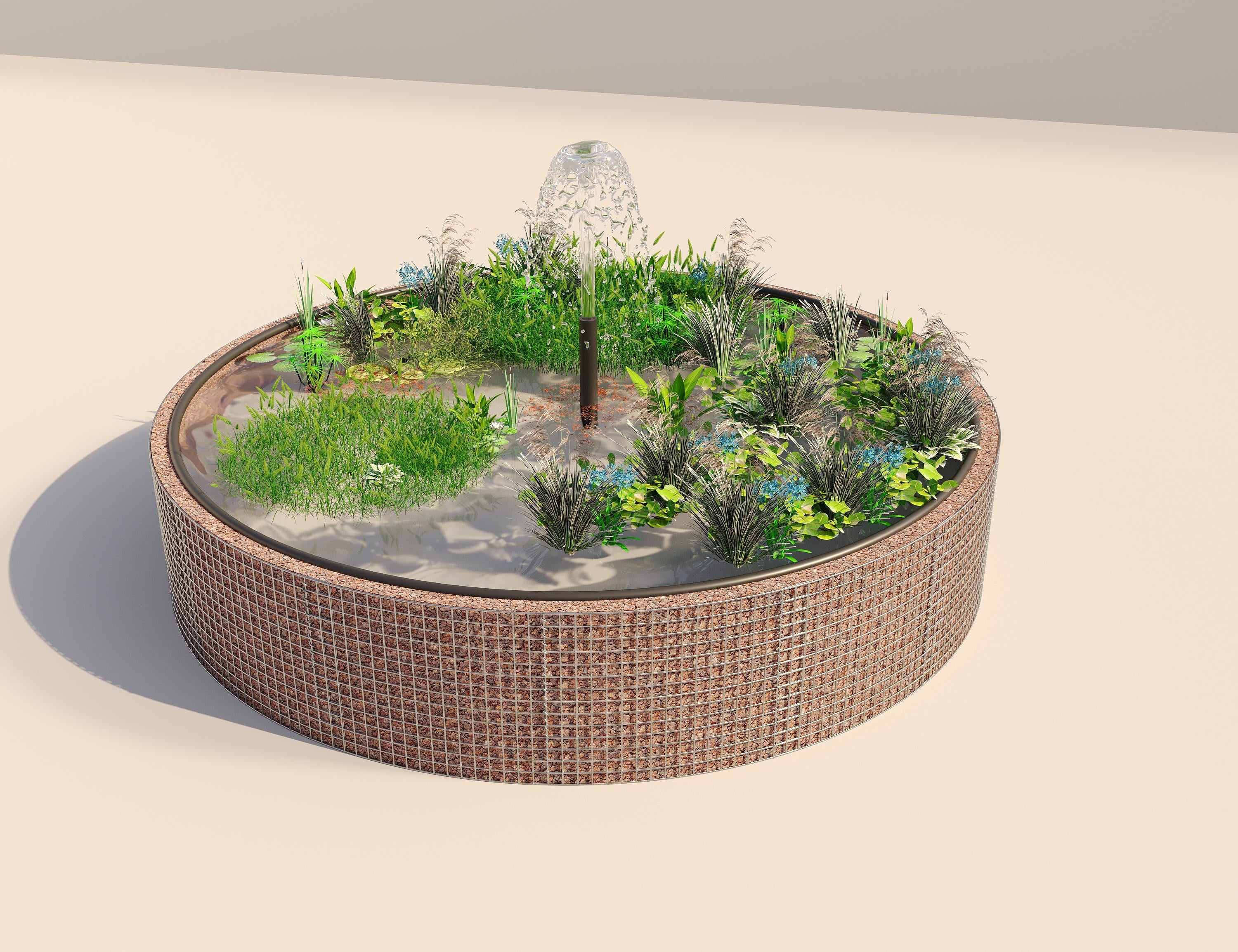 Gabion-dam, rund, ydre diameter 412 cm, højde 80 cm, maskestørrelse 5 x 5 cm, vægtykkelse 15 cm