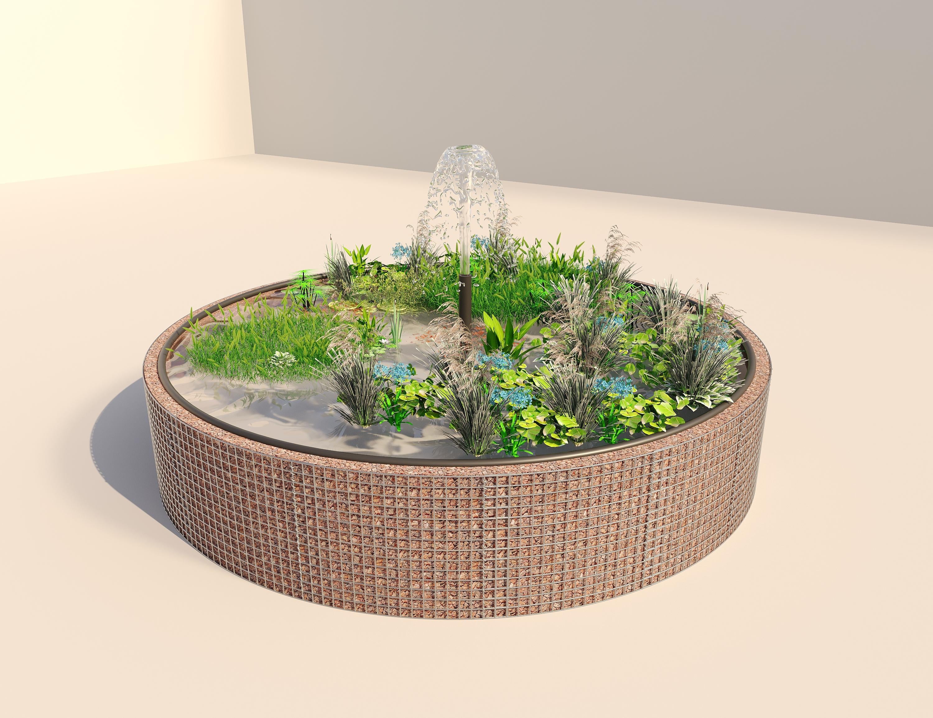 Gabion-dam, rund, ydre diameter 412 cm, højde 80 cm, maskestørrelse 5 x 5 cm, vægtykkelse 15 cm