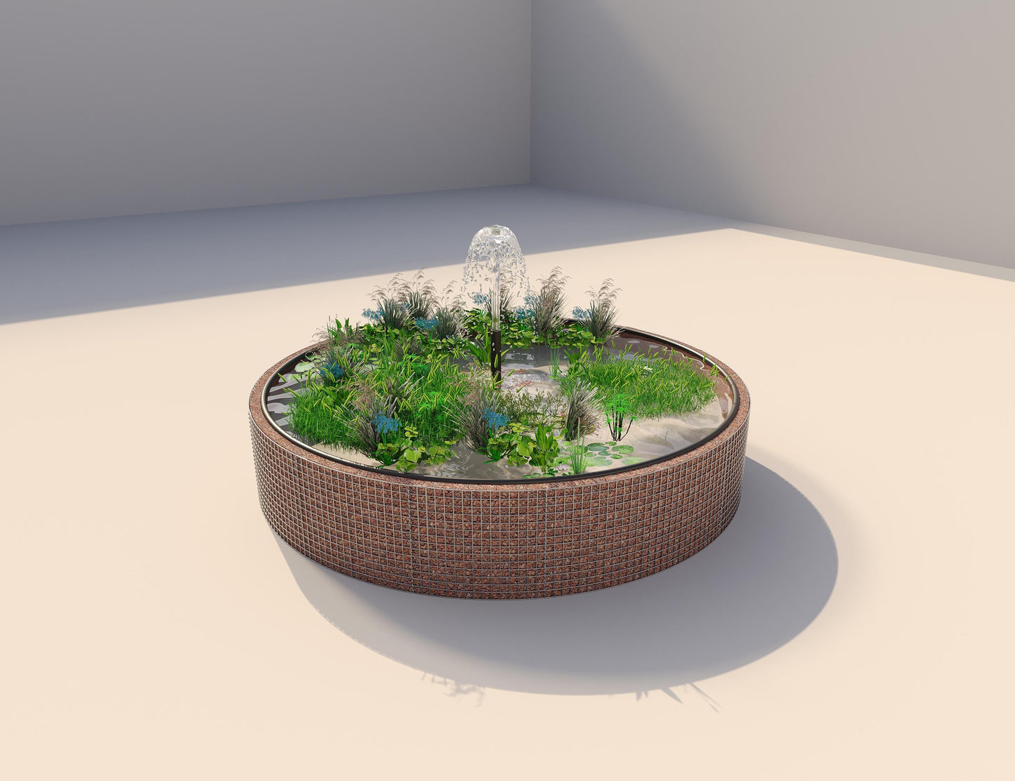 Gabion bassin surélevé rond, diamètre extérieur 412 cm, hauteur 80 cm, mailles 5 x 5 cm, épaisseur de paroi 15 cm