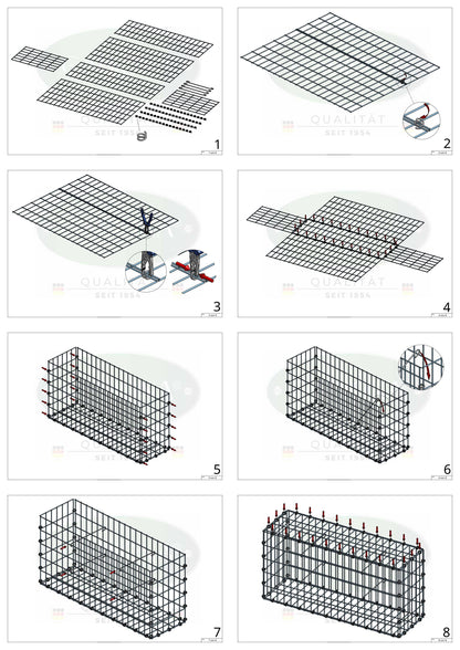 Gabion 40 cm x 40 cm x 40 cm (L x H x D), maskestørrelse 5 x 10 cm, spiralring