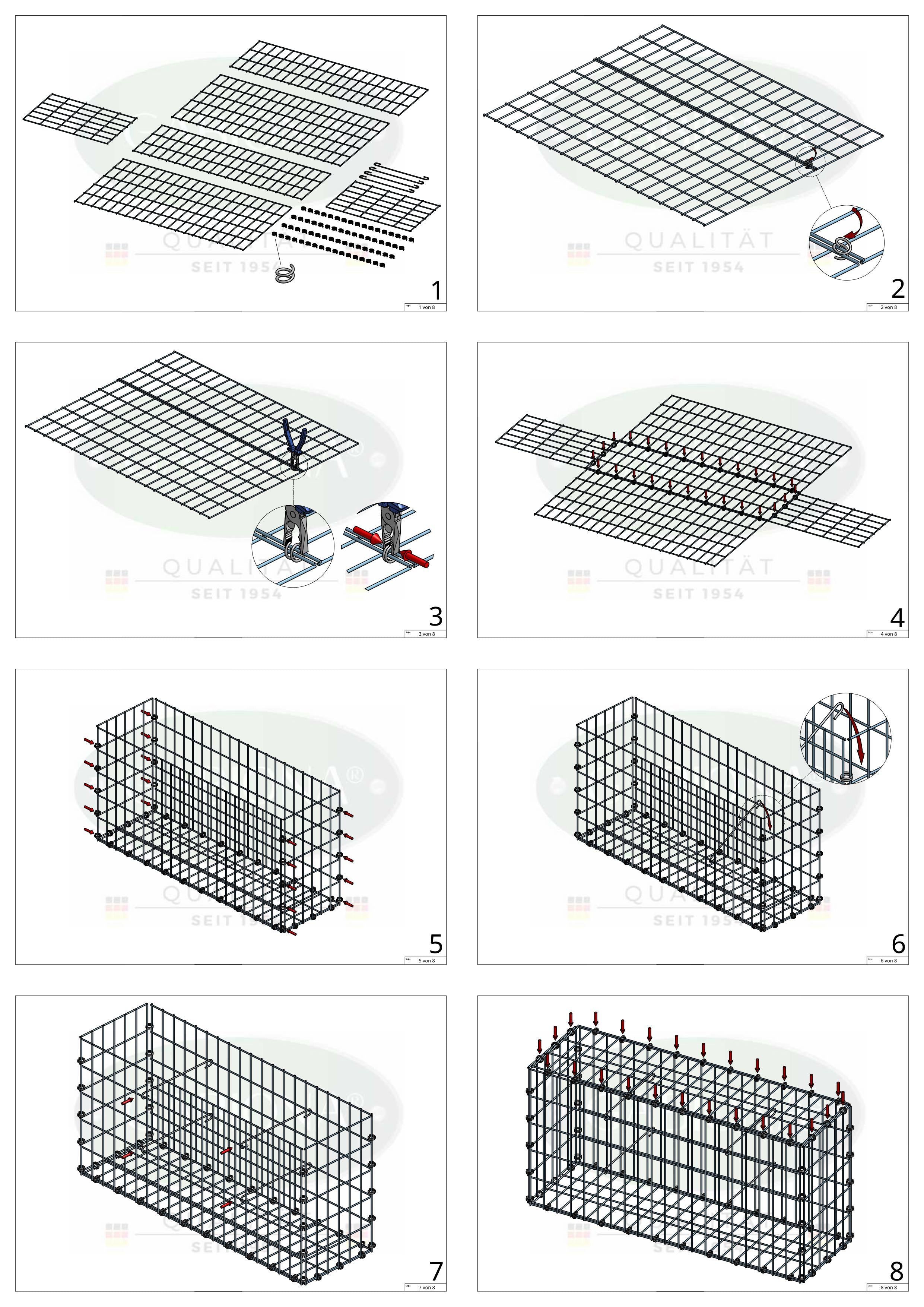 Gabion 50 cm x 40 cm x 40 cm (L x H x P), mailles 5 x 10 cm, anneau en spirale