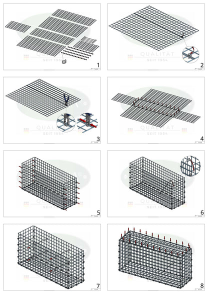 Gabion 100 cm x 50 cm x 40 cm (L x H x D), maskestørrelse 5 x 5 cm, spiralring