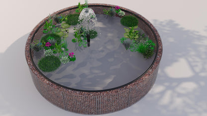 Laghetto rialzato in gabbioni, rotondo, diametro esterno 202 cm, altezza 80 cm, maglia 5 x 5 cm, spessore parete 15 cm