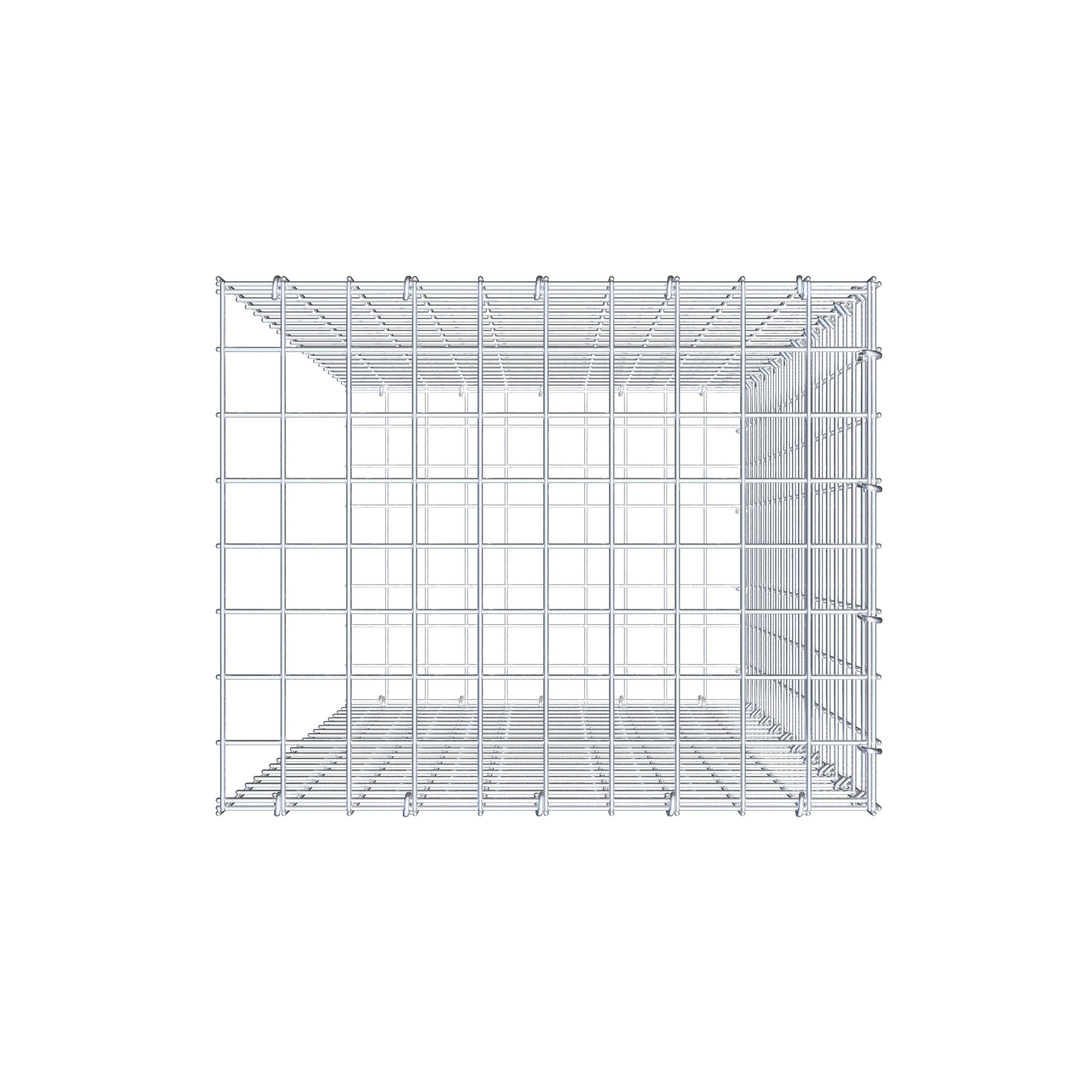 Type 2 oplegkorf 100 cm x 50 cm x 40 cm (L x H x D), maaswijdte 5 cm x 5 cm, C-ring