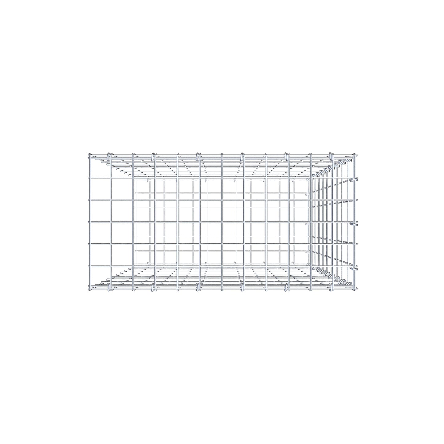 Mounted gabion type 2 100 cm x 60 cm x 30 cm, mesh size 5 cm x 10 cm, C-ring