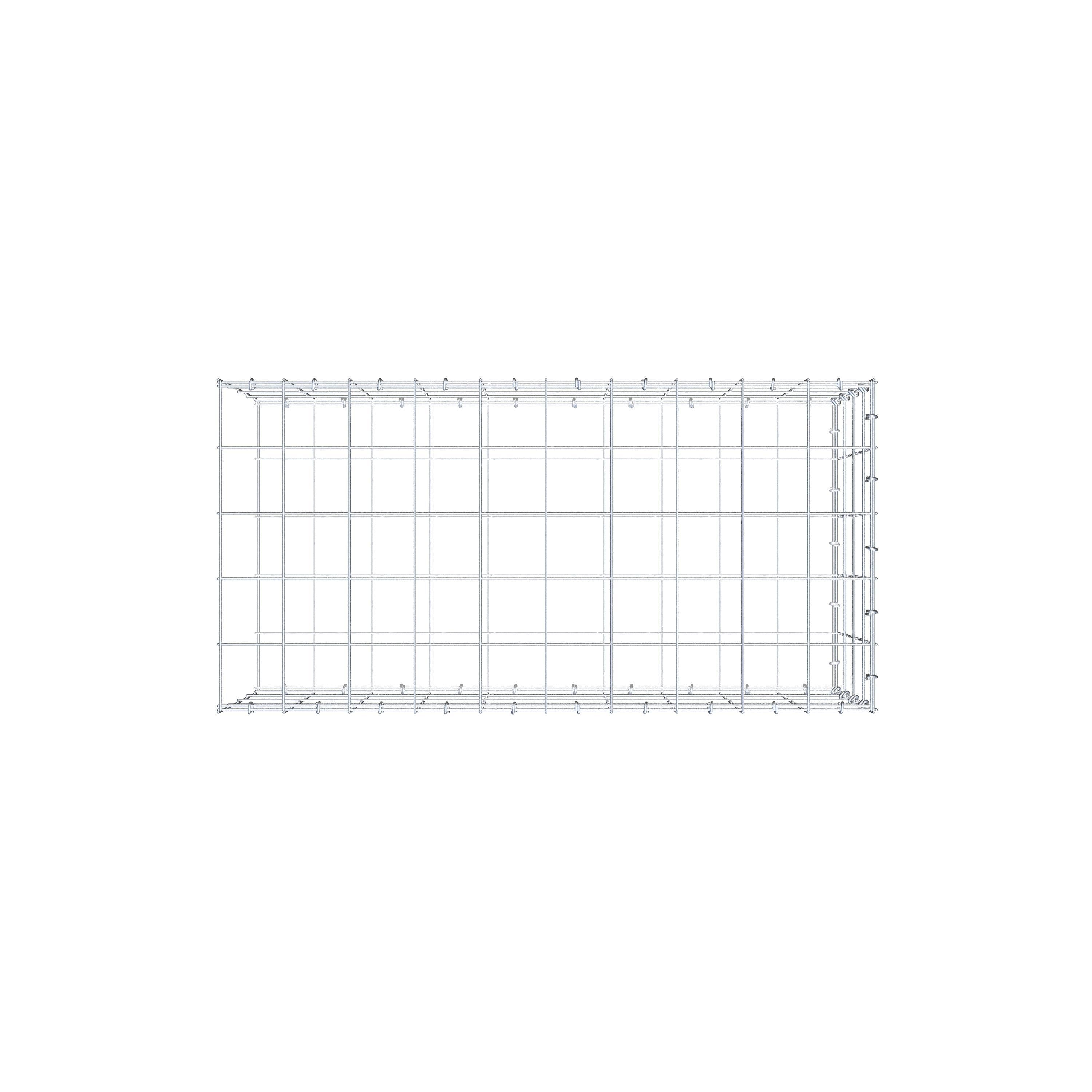 Type 2 oplegkorf 100 cm x 40 cm x 50 cm (L x H x D), maaswijdte 10 cm x 10 cm, C-ring