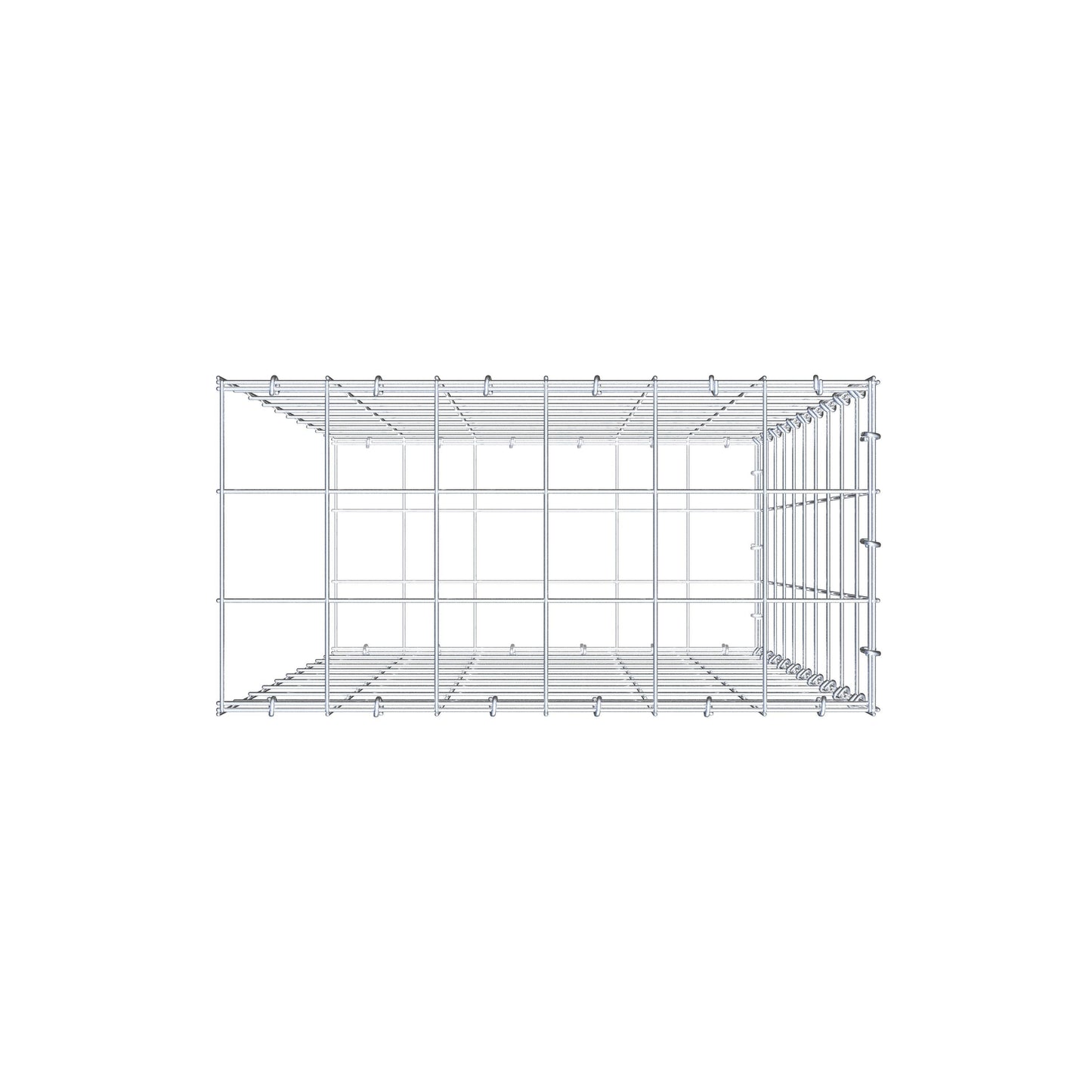 Typ 2 påbyggnadsgabion 100 cm x 60 cm x 30 cm (L x H x D), maskstorlek 10 cm x 10 cm, C-ring