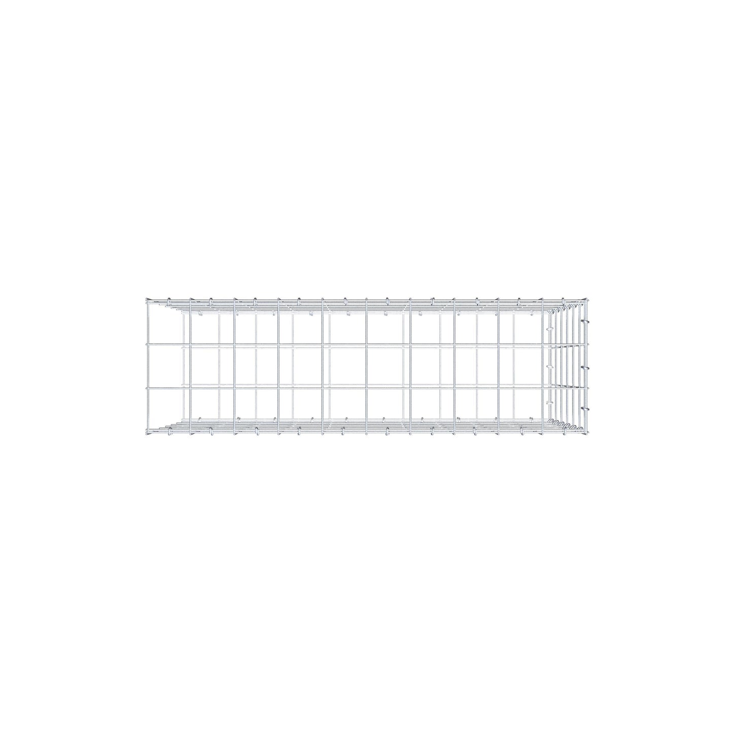 Typ 2 påbyggnadsgabion 100 cm x 60 cm x 30 cm (L x H x D), maskstorlek 10 cm x 10 cm, C-ring