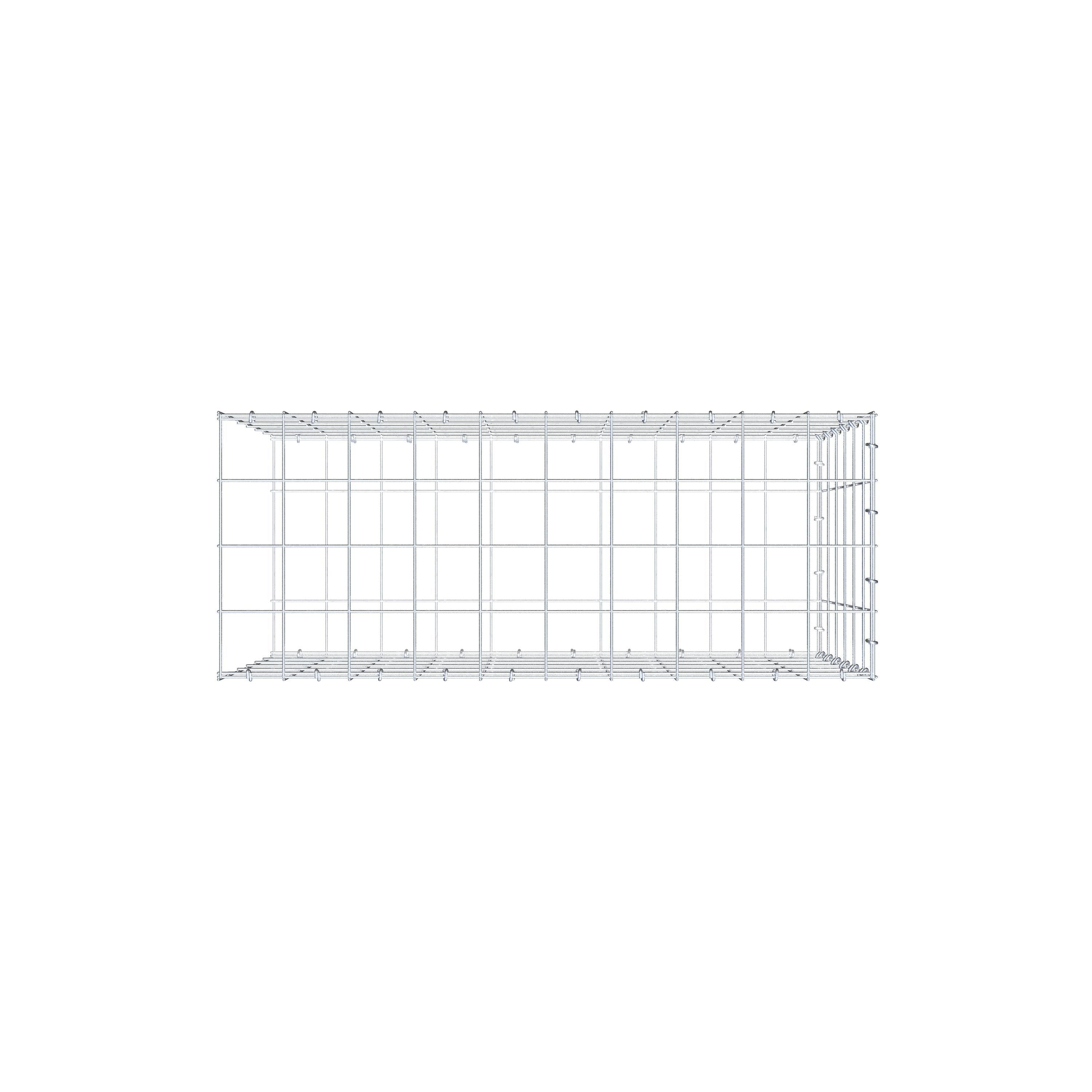 Monteret gabion type 2 100 cm x 60 cm x 40 cm (L x H x D), maskestørrelse 10 cm x 10 cm, C-ring