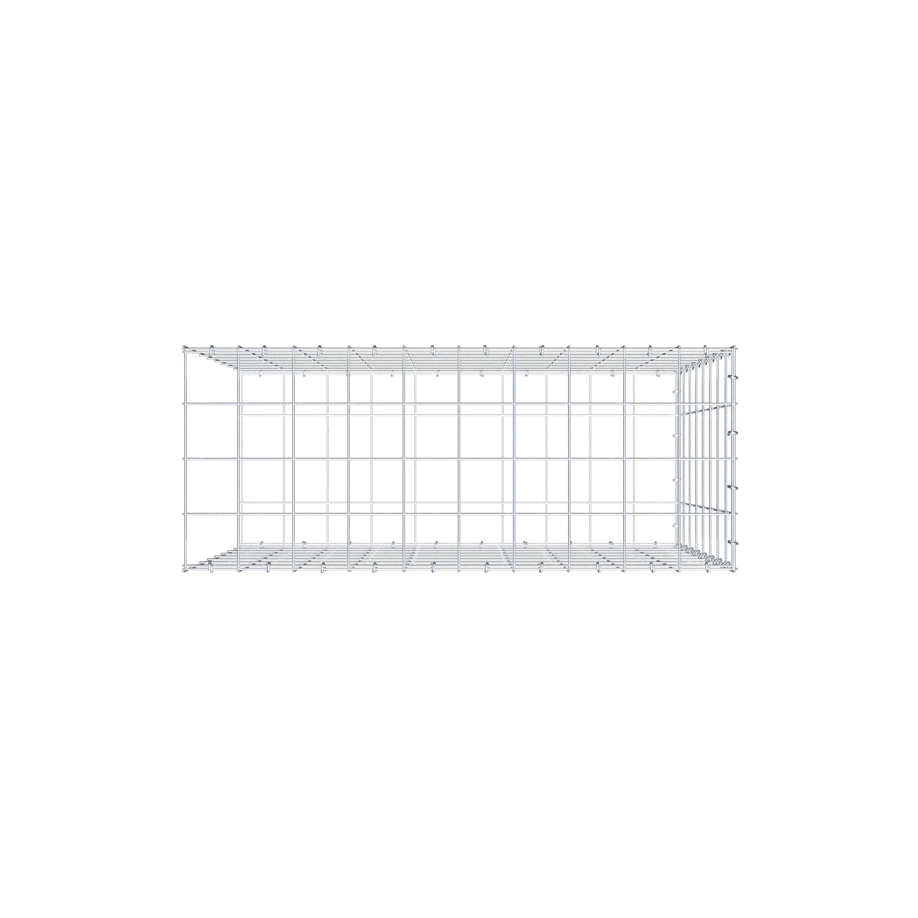 Monteret gabion type 2 100 cm x 80 cm x 40 cm (L x H x D), maskestørrelse 10 cm x 10 cm, C-ring