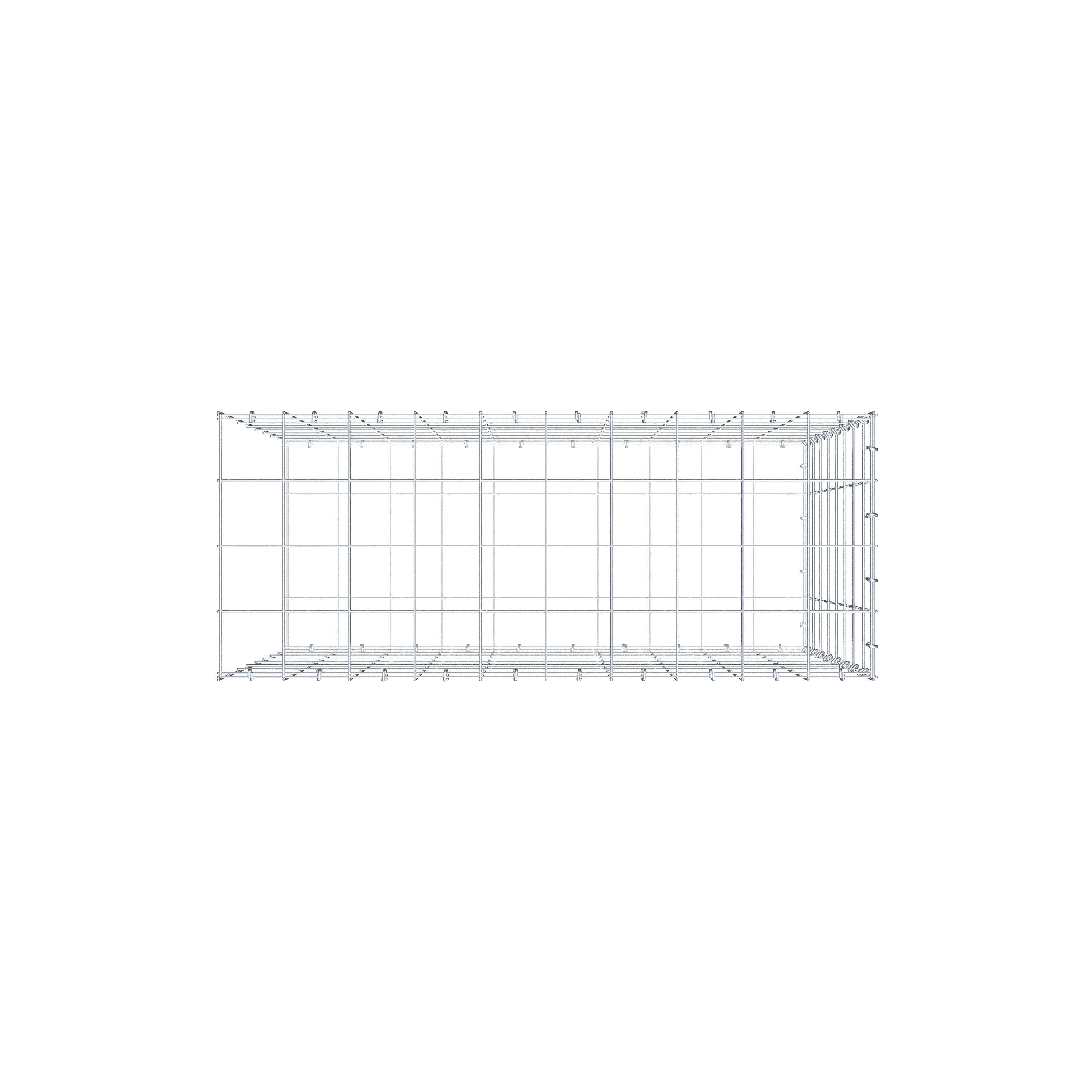 Type 2 oplegkorf 100 cm x 80 cm x 40 cm (L x H x D), maaswijdte 10 cm x 10 cm, C-ring