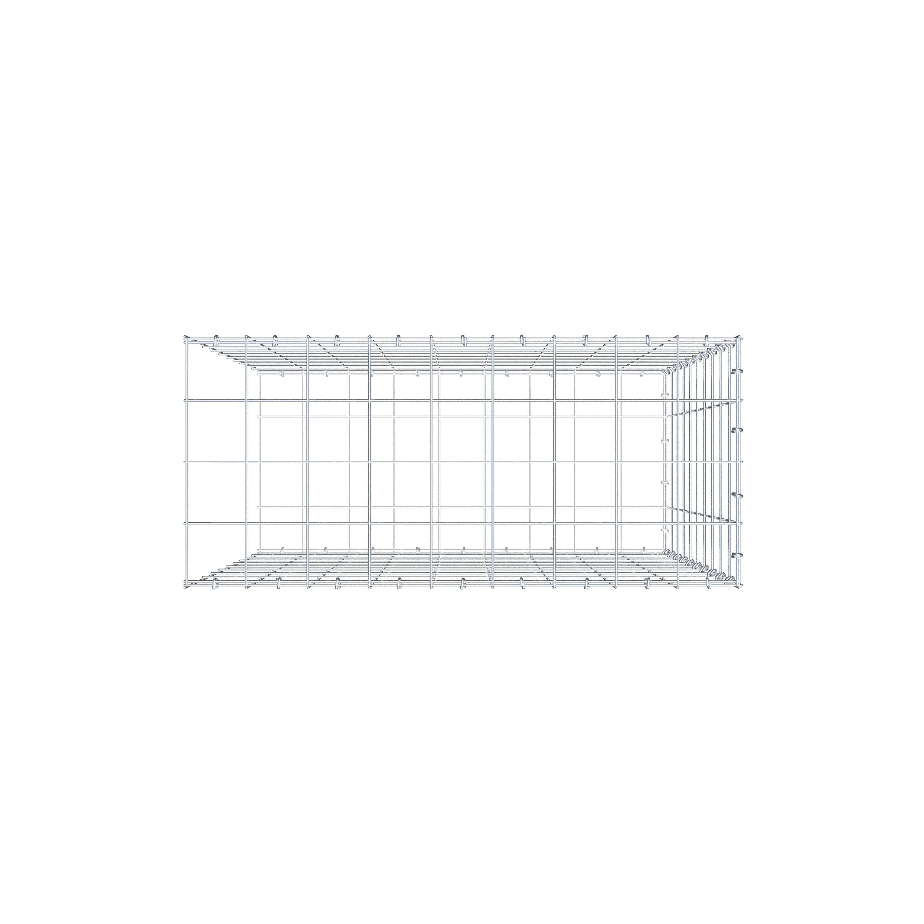 Monteret gabion type 2 100 cm x 90 cm x 40 cm (L x H x D), maskestørrelse 10 cm x 10 cm, C-ring