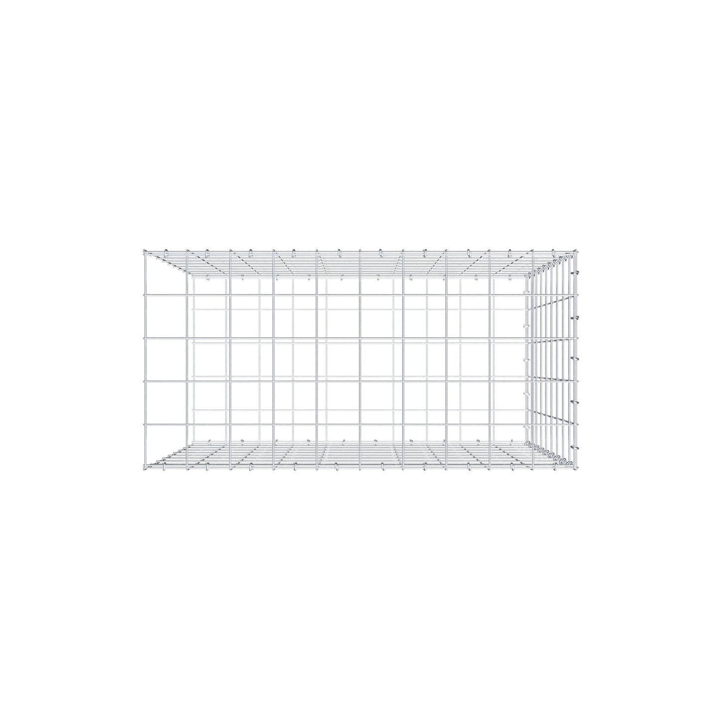 Typ 2 påbyggnadsgabion 100 cm x 90 cm x 50 cm (L x H x D), maskstorlek 10 cm x 10 cm, C-ring