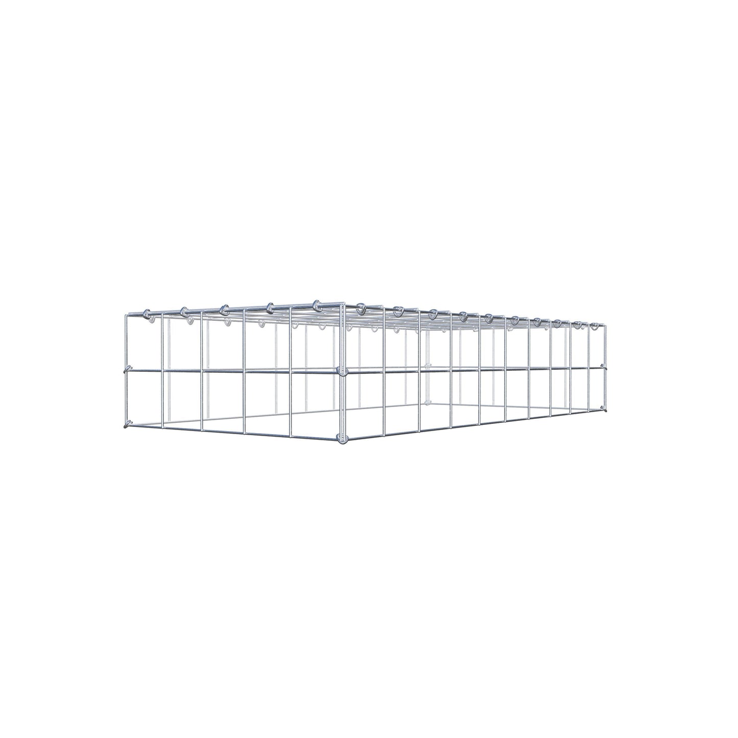 Typ 3 påbyggnadsgabion 100 cm x 20 cm x 50 cm (L x H x D), maskstorlek 10 cm x 10 cm, C-ring