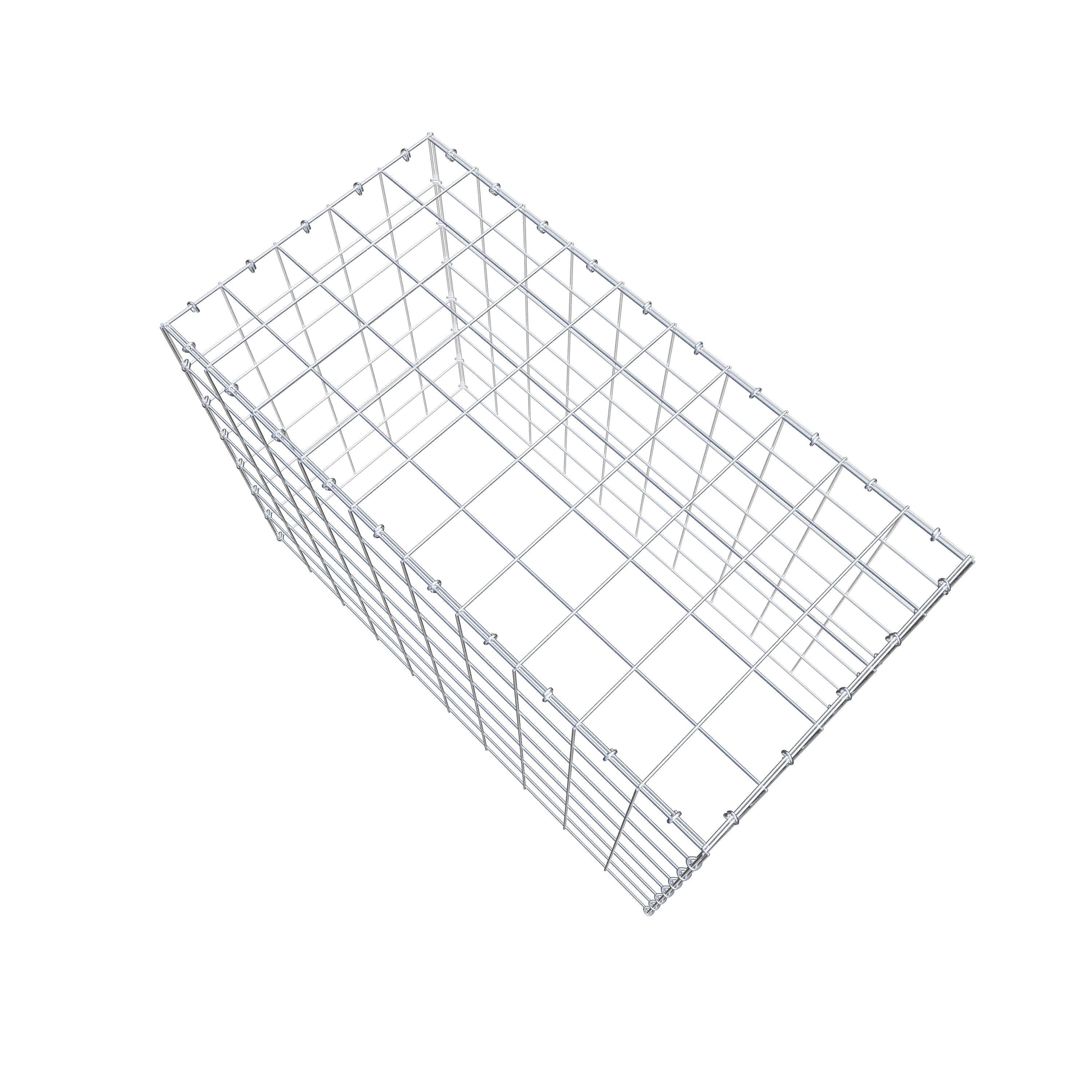 Monteret gabion type 3 100 cm x 70 cm x 50 cm (L x H x D), maskestørrelse 10 cm x 10 cm, C-ring