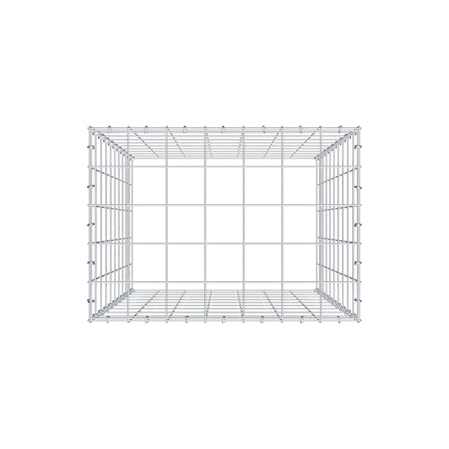 Typ 3 påbyggnadsgabion 100 cm x 70 cm x 50 cm (L x H x D), maskstorlek 10 cm x 10 cm, C-ring