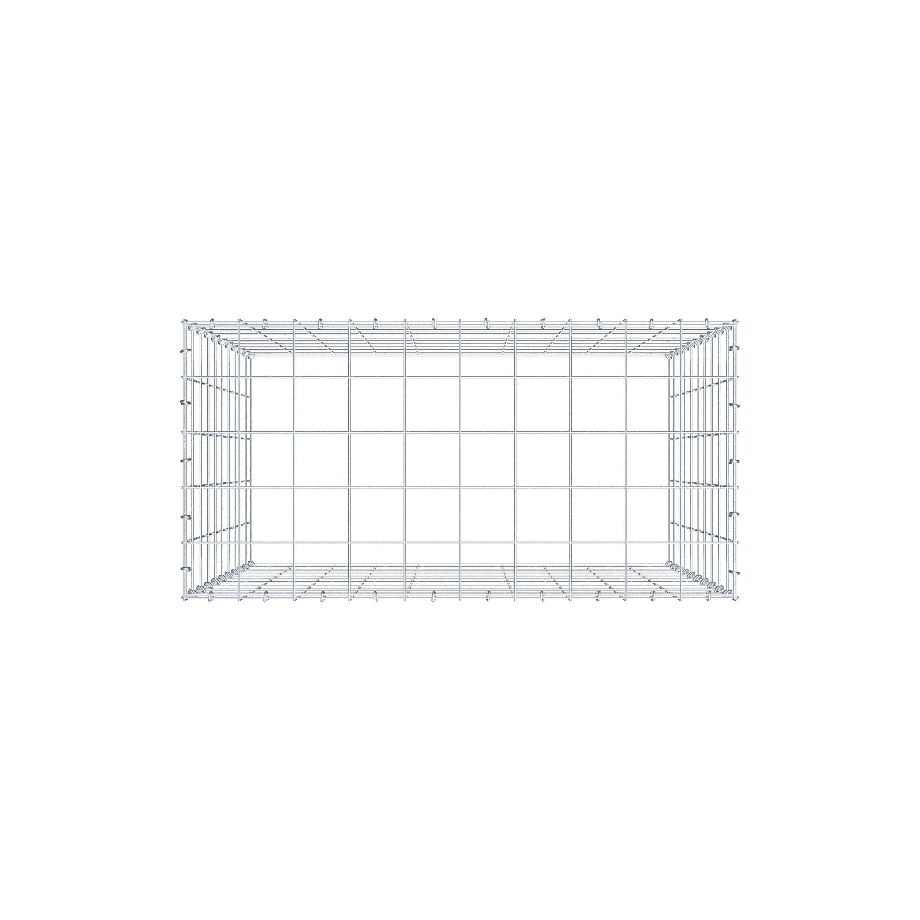 Monteret gabion type 3 100 cm x 100 cm x 50 cm (L x H x D), maskestørrelse 10 cm x 10 cm, C-ring