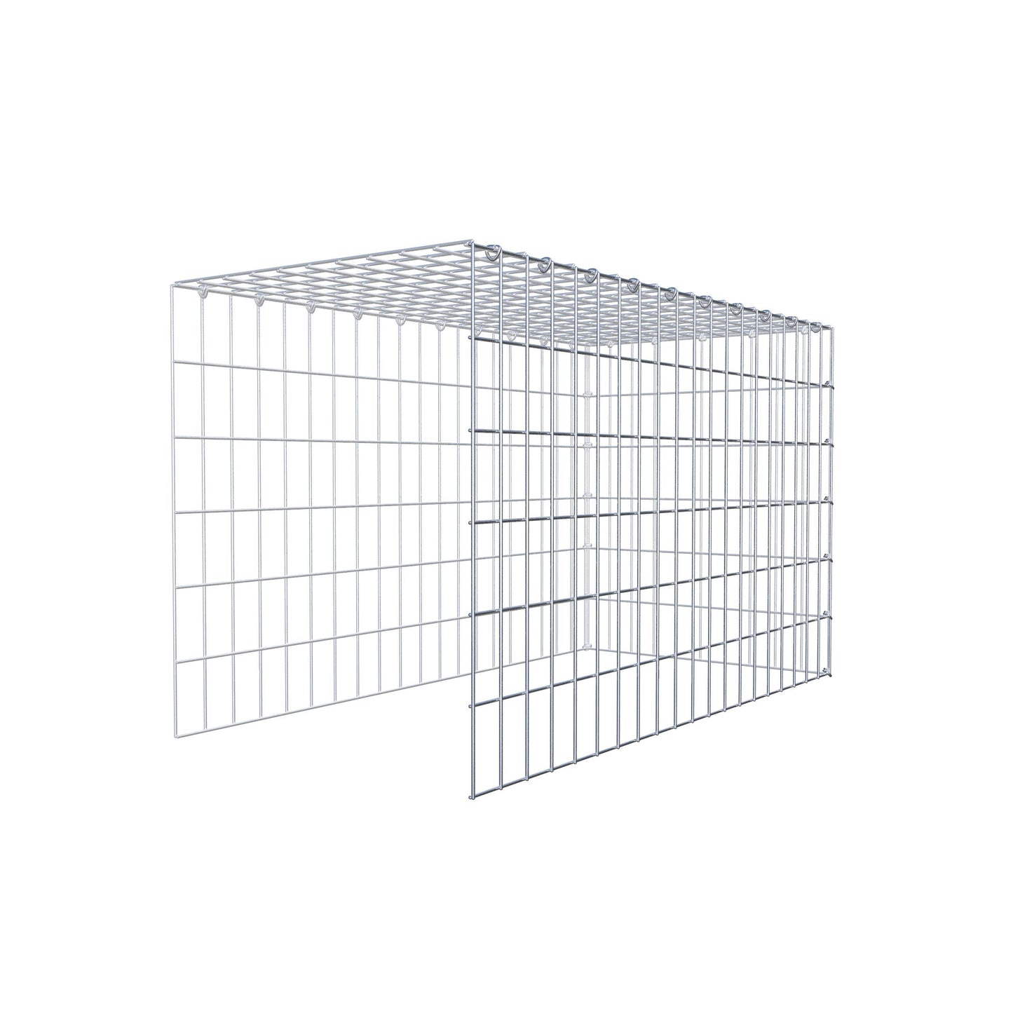 Typ 4 påbyggnadsgabion 100 cm x 60 cm x 50 cm (L x H x D), maskstorlek 5 cm x 10 cm, C-ring