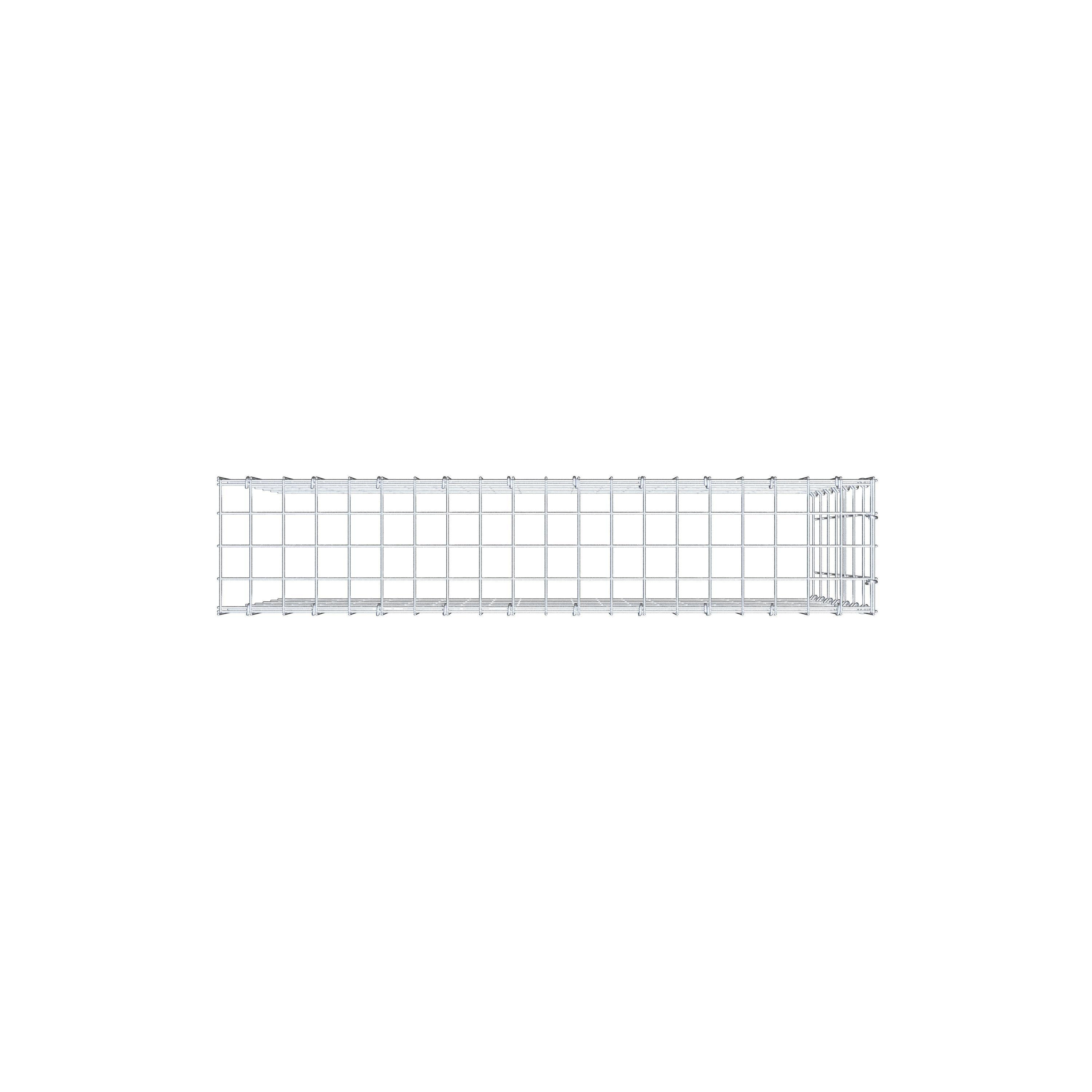 Typ 4 påbyggnadsgabion 100 cm x 70 cm x 20 cm (L x H x D), maskstorlek 5 cm x 10 cm, C-ring