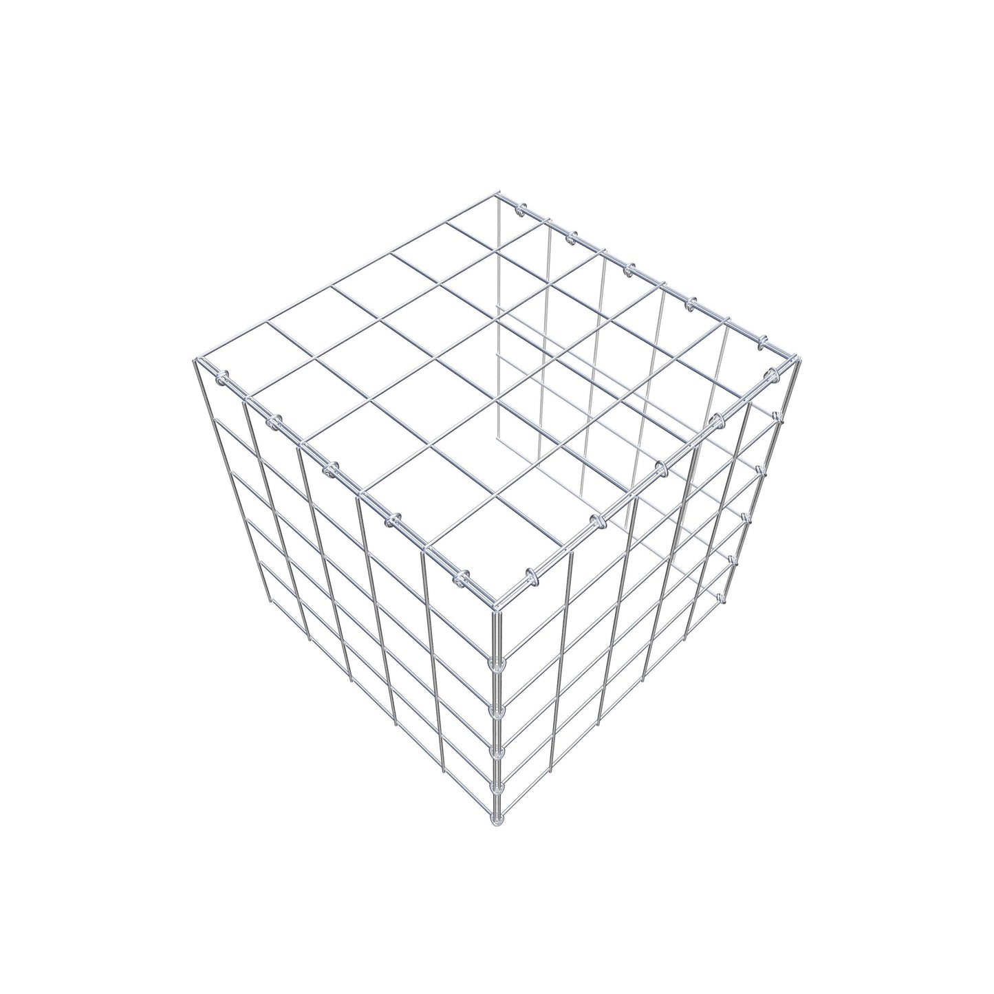 Opbouw schanskorf type 4 50 cm x 50 cm x 50 cm (L x H x D), maaswijdte 10 cm x 10 cm, C-ring