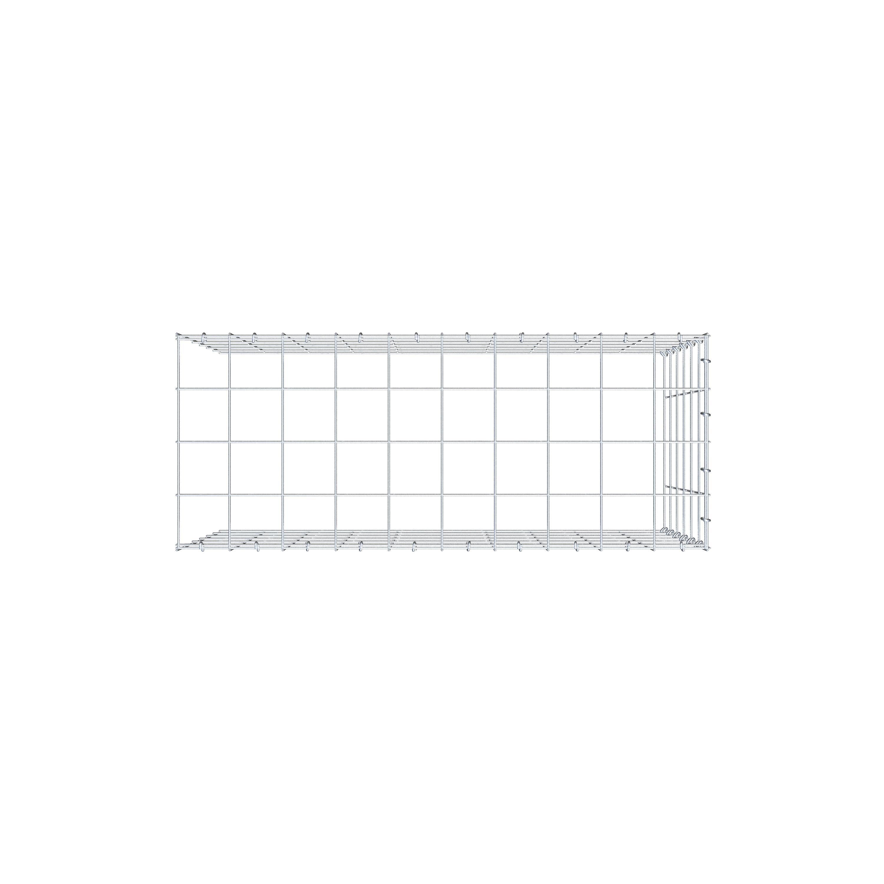 Typ 4 påbyggnadsgabion 100 cm x 60 cm x 40 cm (L x H x D), maskstorlek 10 cm x 10 cm, C-ring