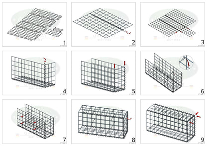 Grown-on gabion type 2 100 cm x 50 cm x 40 cm (L x H x D), mesh size 10 cm x 10 cm, spiral