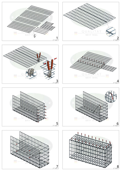 Opzetpaal type 2 100 cm x 50 cm x 40 cm, maaswijdte 5 cm x 10 cm, C-ring