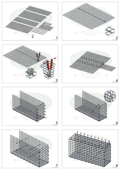 Fästbar gabion typ 2 100 cm x 50 cm x 50 cm (L x H x D), maskstorlek 5 cm x 5 cm, C-ring