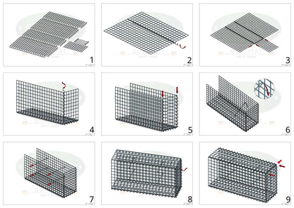 Gabion rapporté type 2 200 cm x 100 cm x 20 cm (L x H x P), mailles 5 cm x 5 cm, spirale