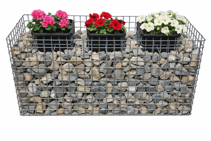 Blomstersøjle, sæt af 3, højde 62 cm, grundflade 127 x 52 cm, MW 5 x 5 cm, varmgalvaniseret inkl. potte