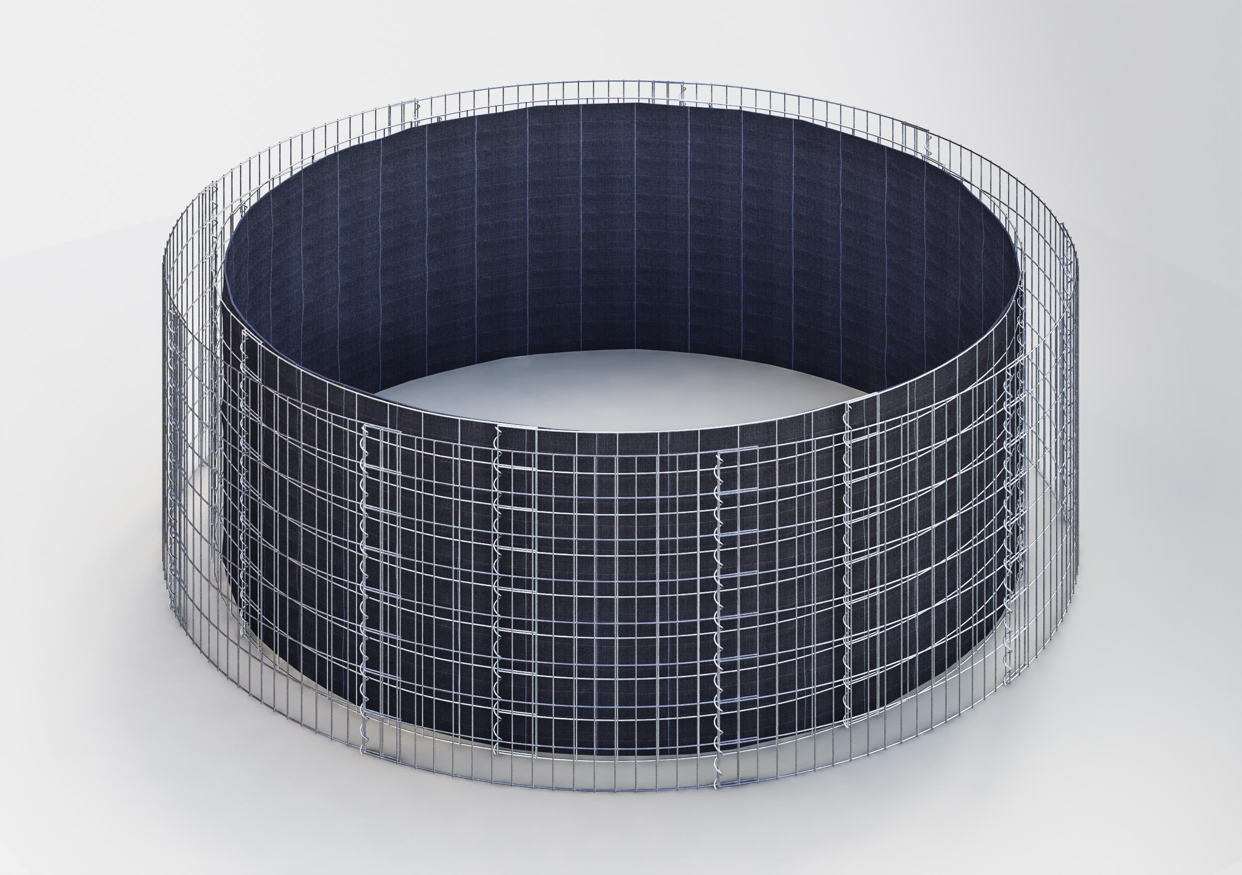 Lit surélevé rond, diamètre extérieur 502 cm, hauteur 80 cm, mailles 5 x 10 cm, épaisseur des parois 15 cm