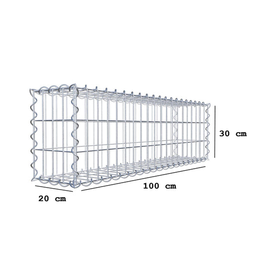 Juego de 2 gaviones de 100 cm x 30 cm x 20 cm (largo x alto x fondo), malla de 5 x 10 cm, en espiral