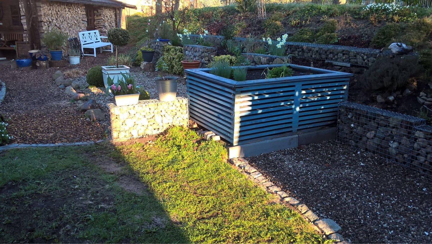 Juego de 2 gaviones de 100 cm x 50 cm x 20 cm (largo x alto x fondo), malla de 5 x 5 cm, en espiral