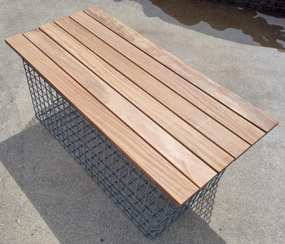 Banco de jardín Cumaru 102 x 45 x 52 cm, MW 5 x 5 cm, galvanizado en caliente