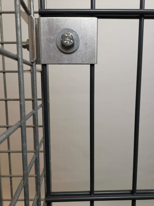 Klem met hekbeugel 5 x 5 cm voor dubbel gaas, aluminium