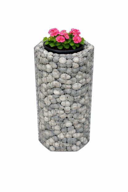 Achthoekige bloemenzuil Hoogte 62 cm MW 5 x 5 cm, thermisch verzinkt incl. pot