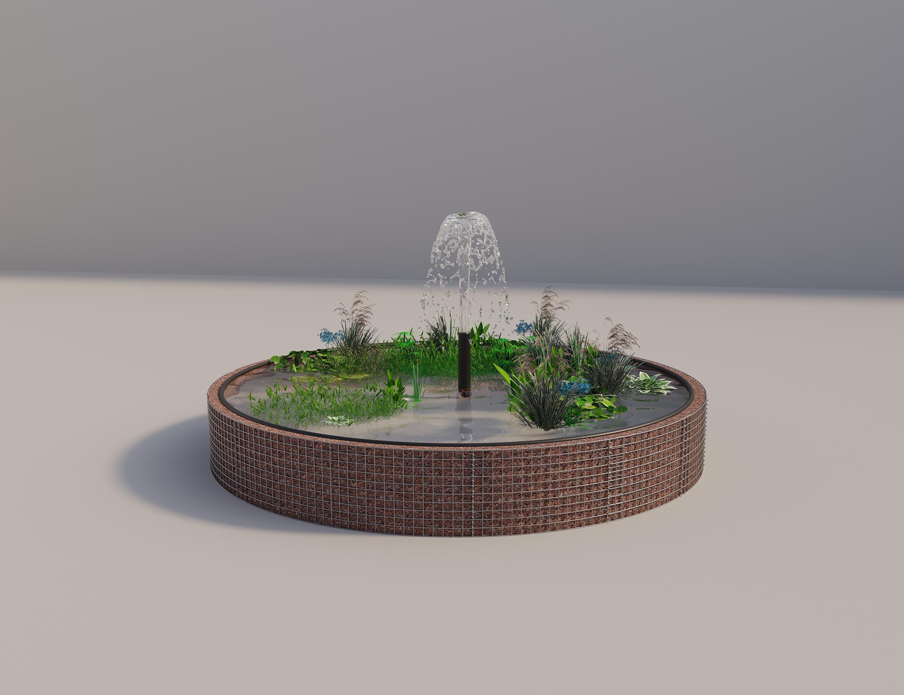 Schanskorven verhoogde vijver, rond, buitendiameter 352 cm, hoogte 50 cm, maaswijdte 5 x 5 cm, wanddikte 15 cm