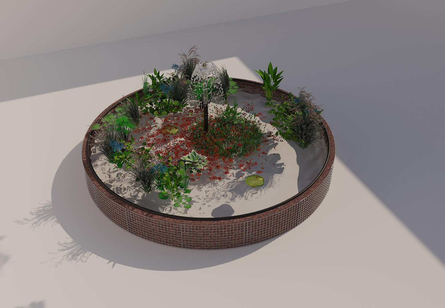 Gabion raised pond round, outer diameter 442 cm, height 50 cm, mesh size 5 x 5 cm, wall thickness 15 cm