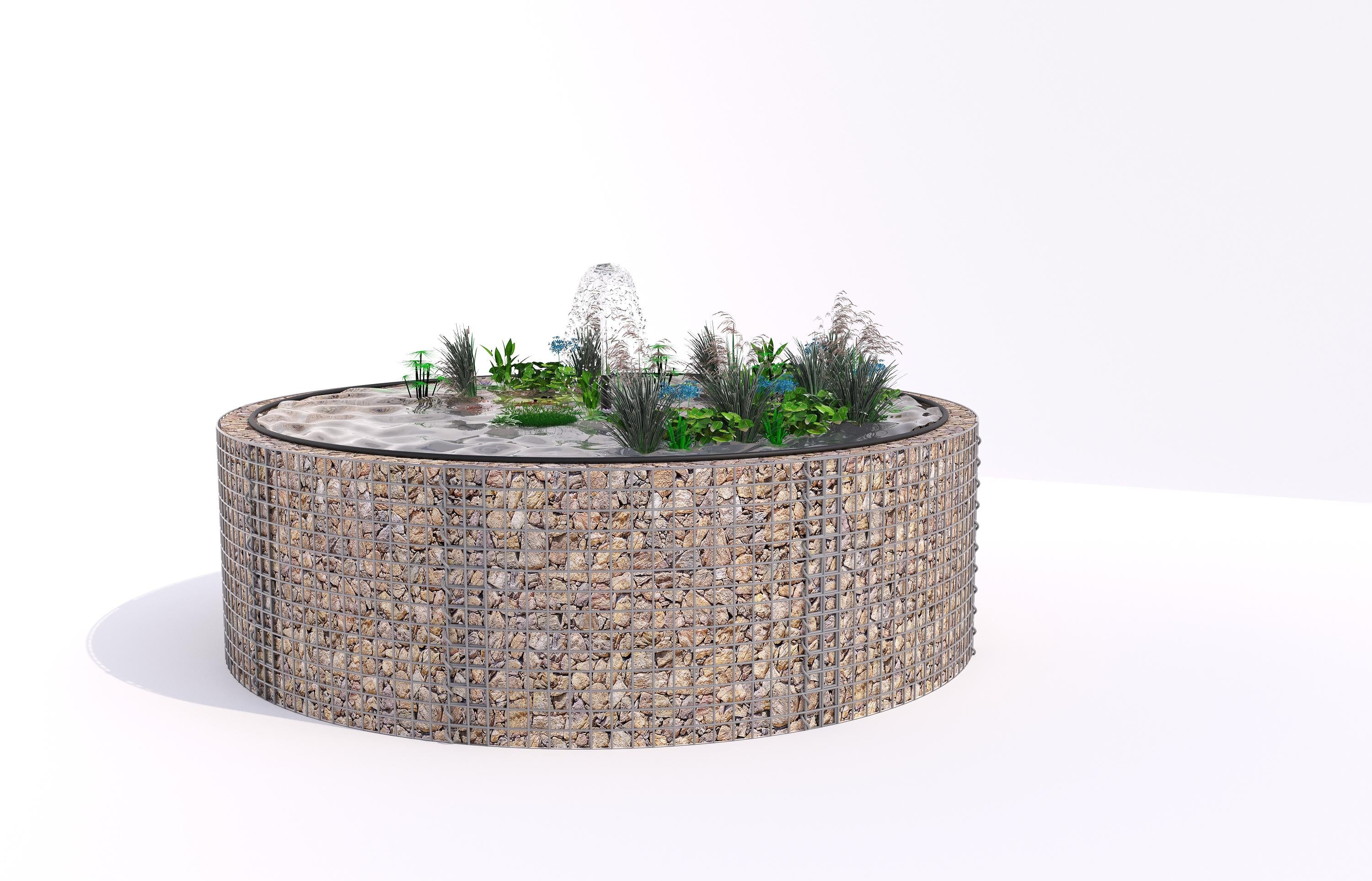 Gabion raised pond, round, outer diameter 262 cm, height 80 cm, mesh size 5 x 5 cm, wall thickness 15 cm
