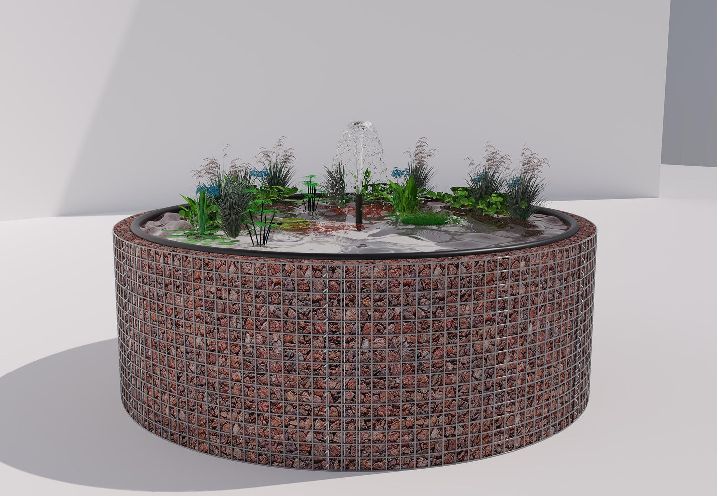 Gabion raised pond round, outer diameter 232 cm, height 80 cm, mesh size 5 x 5 cm, wall thickness 15 cm