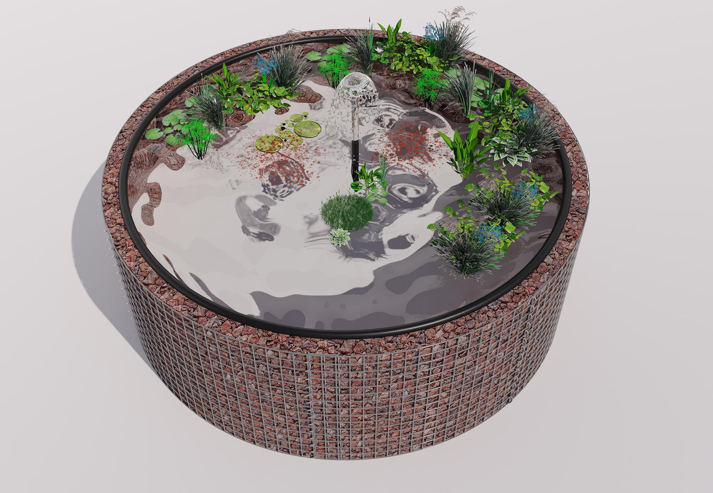 Gabion raised pond round, outer diameter 232 cm, height 80 cm, mesh size 5 x 5 cm, wall thickness 15 cm