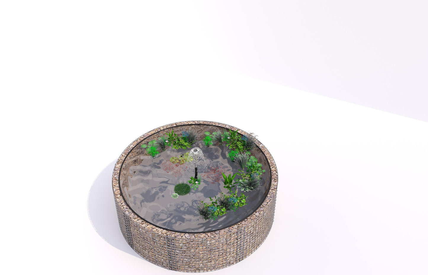 Gabion-dam, rund, ydre diameter 262 cm, højde 80 cm, maskestørrelse 5 x 5 cm, vægtykkelse 15 cm