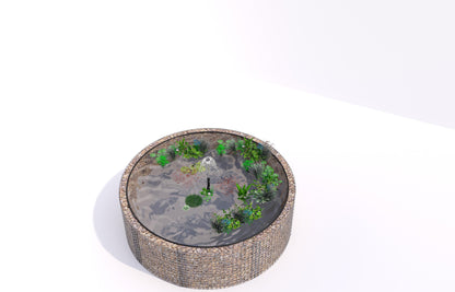 Gabion-dam, rund, ydre diameter 262 cm, højde 80 cm, maskestørrelse 5 x 5 cm, vægtykkelse 15 cm