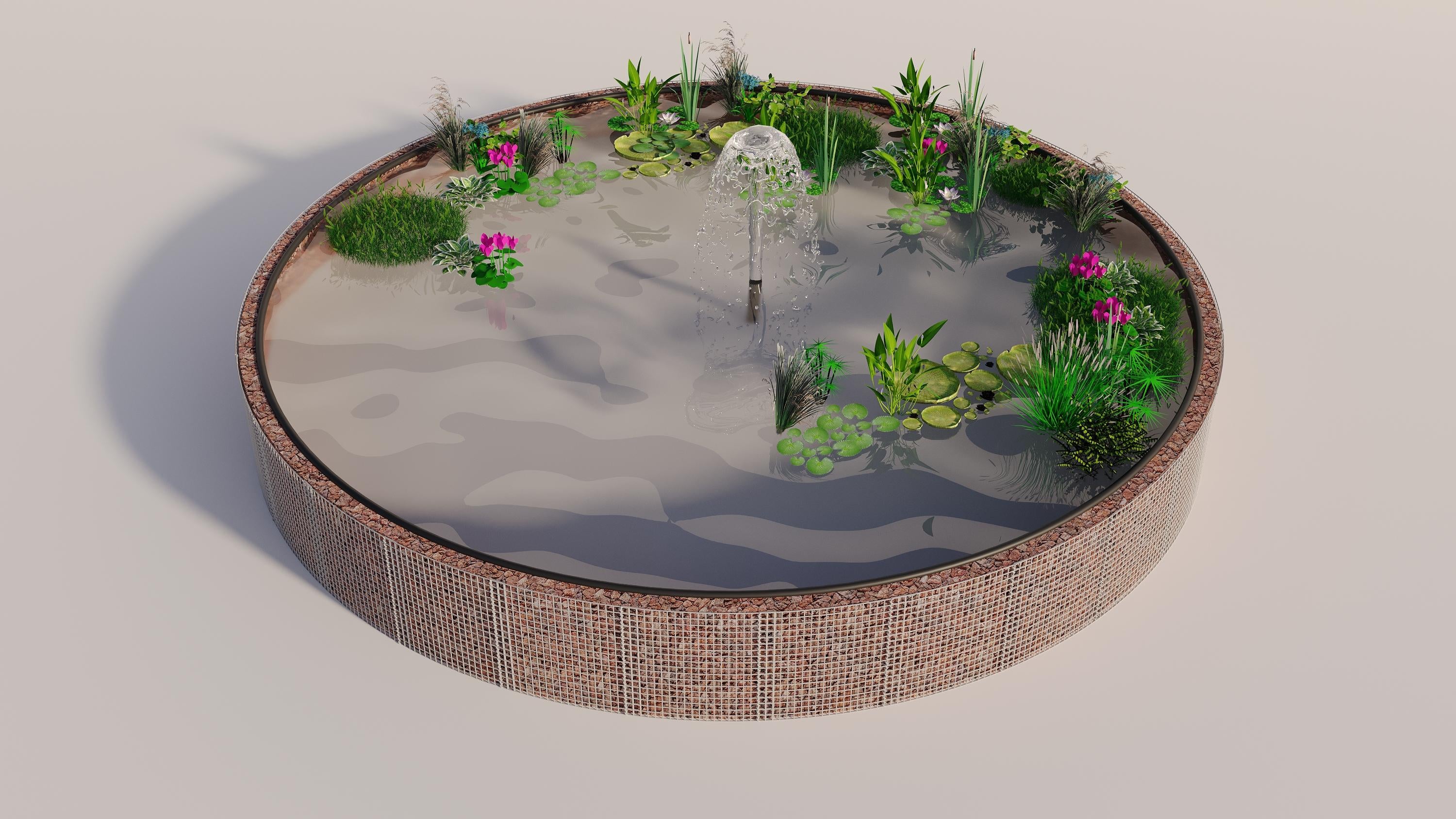 Tanque elevado de gabiões, redondo, diâmetro exterior 322 cm, altura 80 cm, dimensão da malha 5 x 5 cm, espessura da parede 15 cm