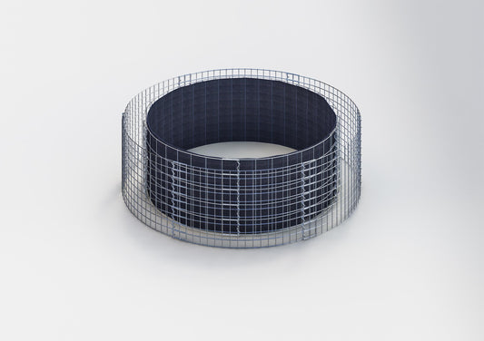 Rond verhoogd bed, buitendiameter 172 cm, hoogte 50 cm, maaswijdte 5 x 10 cm, wanddikte 15 cm