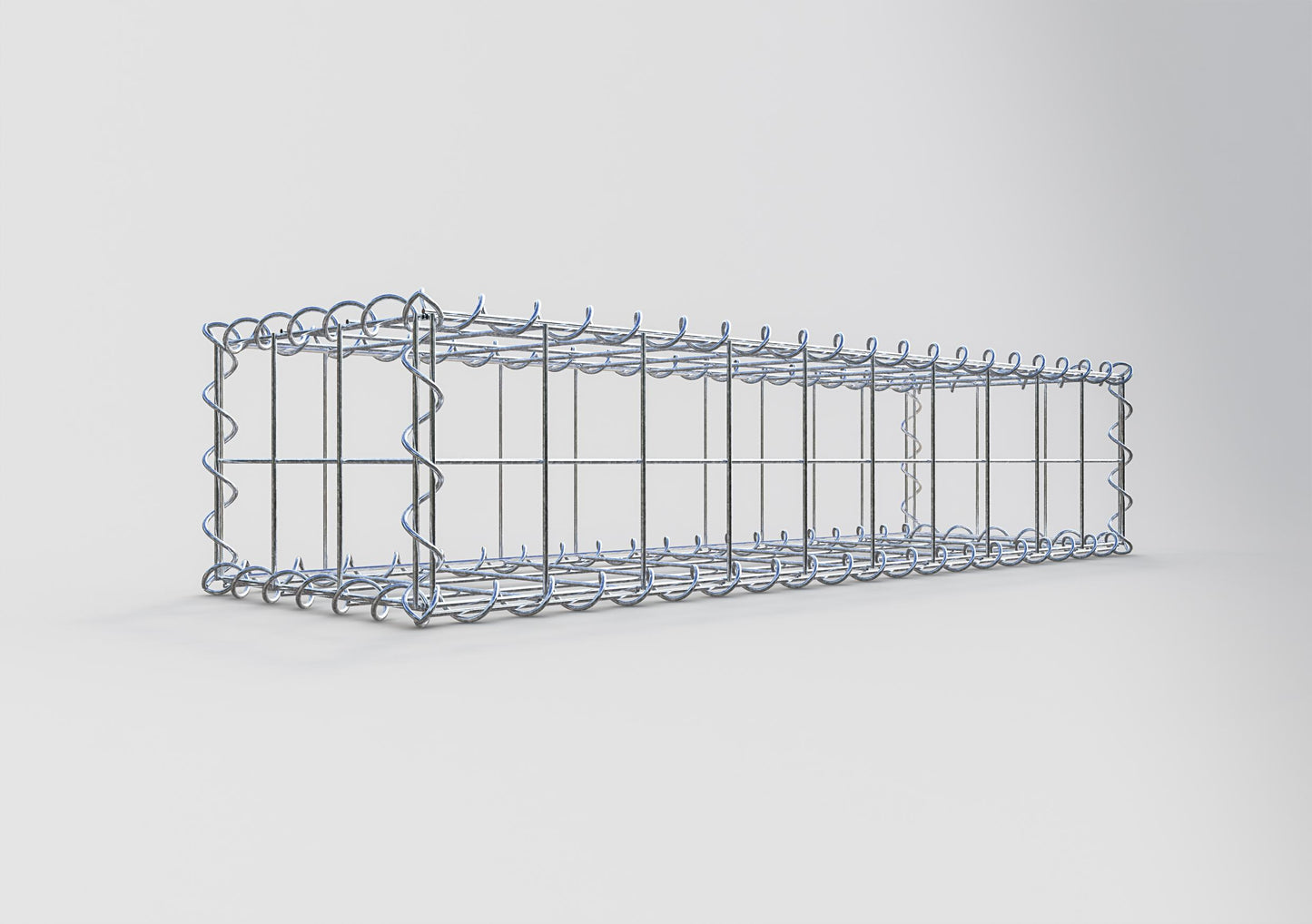 Schanskorf 100 cm x 20 cm x 30 cm (L x H x D), maaswijdte 10 cm x 10 cm, spiraalvormig