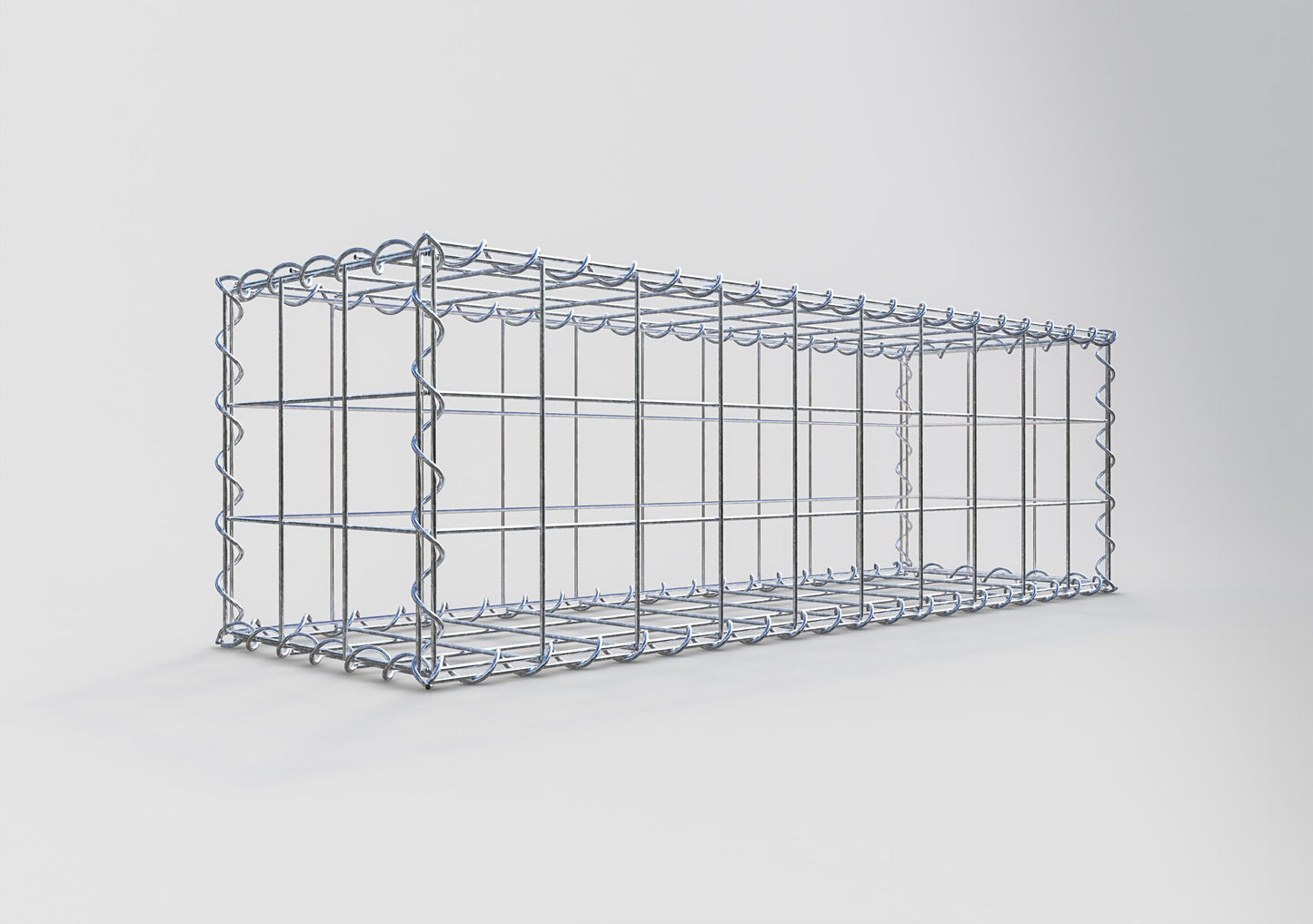 Schanskorf 100 cm x 30 cm x 30 cm (L x H x D), maaswijdte 10 cm x 10 cm, spiraalvormig