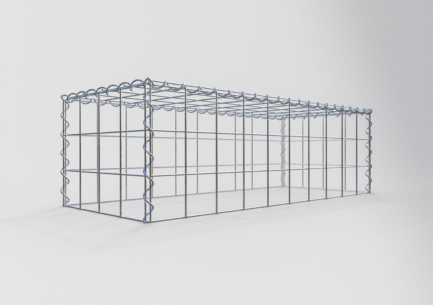 Opvokset gabion type 3 100 cm x 30 cm x 40 cm (L x H x D), maskestørrelse 10 cm x 10 cm, spiral